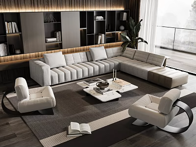Italian Minotti Sofa Coffee Table Combination Multi-person Corner Sofa Coffee Table Leisure Chair