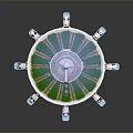Modern Futuristic Structure With Transparent Dome Green Platform And Mechanical Legs