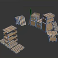 Wooden Pallets Arranged in Circular Formation with Small Figure in Center