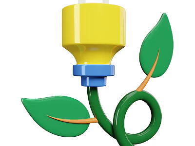 Creative Decorative Ornament Set With Yellow Plug Blue Connector Green Leaves And Vine Design 3d model