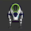 Mechanical Cow Robot Design With Blue White Body Green Parts And Reflective Surface
