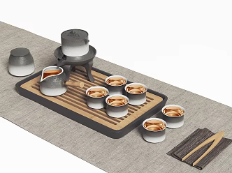 Japanese Tea Set Tea Set Ornaments 3d model