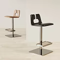 Modern Brown And Black Bar Stools With Leather Seats Metal Frame Footrest