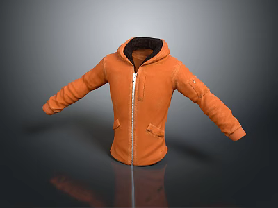 Orange Zip Up Hoodie With Black Lining And Functional Pockets Casual Wear Essential 3d model