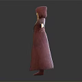 3D Fantasy Female Character in Red Hooded Cloak Dark Skirt Gloves and Boots