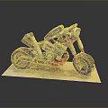 Lego Motorcycle Detailed Model With Red Black Design Engine Parts On White Display Base 3d model