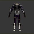 3D Fantasy Character Armor Design With Purple Black Details And Metallic Decorations