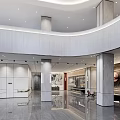 Elegant Modern Hotel Lobby With Marble Walls Circular Decor Black Chairs And Sleek Flooring