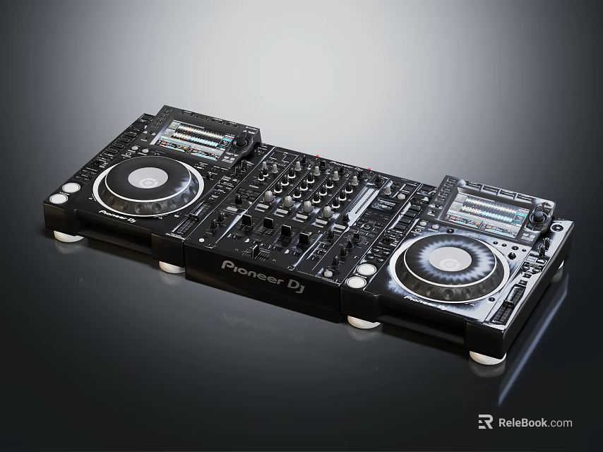 Pioneer DJ Professional Audio Mixer With Black Design Turntables And Control Buttons 3d model 