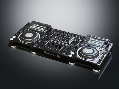Pioneer DJ Professional Audio Mixer With Black Design Turntables And Control Buttons 3d model