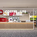 Modern Bubble Tea Shop Interior With Red Signage Counter Menu Board And Drinks Shelves