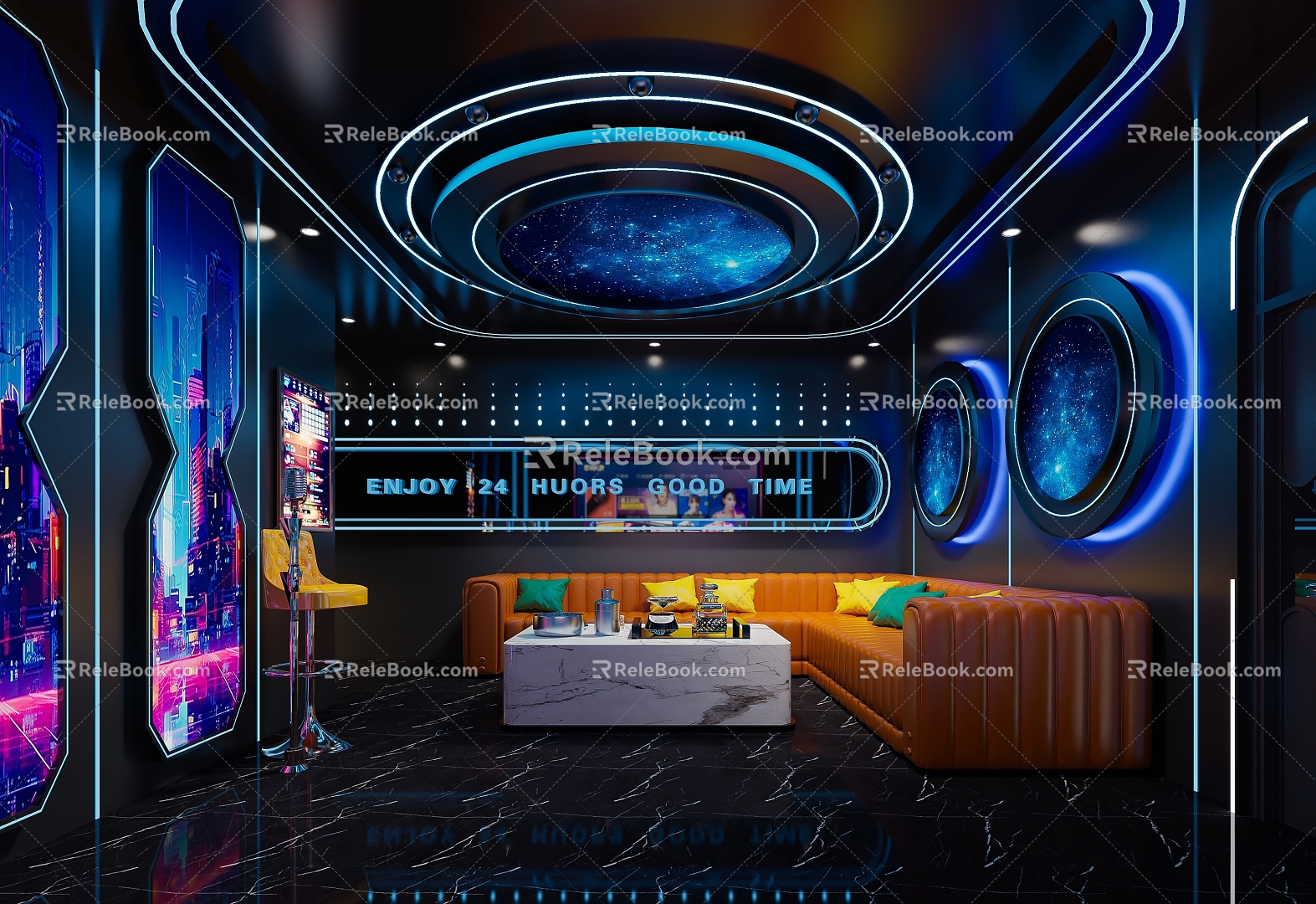 Modern KTV Entertainment Club Box KTV Room K-room Modern Leather Sofa 3d model