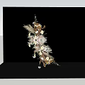 Elegant Neutral Tones Floral Installation With White Flowers Feathery Foliage And Reed Elements