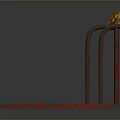 Industrial Metal Platform Scale With Red Border Gray Surface Railing And Yellow Label