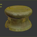 Ancient Bronze Drum Shaped Sculpture With Intricate Carved Patterns And Base Design