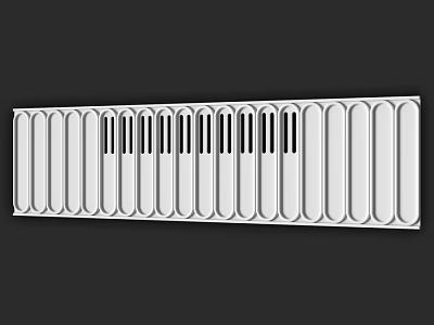 White Metal Radiator Component With Vertical Tubes And Black Sections 3d model