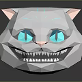 Stylish Low Poly Cat Face Design With Blue Eyes Pink Ears And Sharp Teeth Smile
