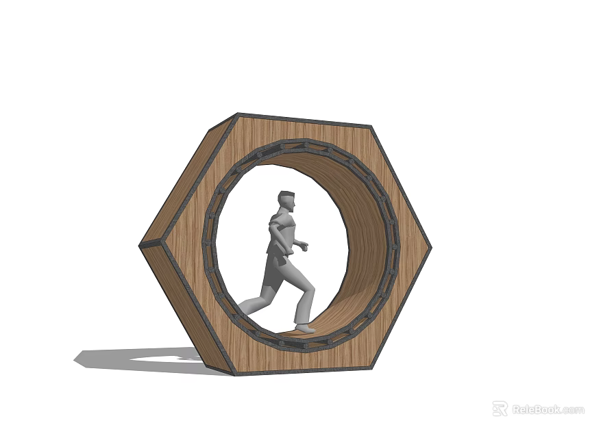 Wooden Octagonal Playground Equipment With Circular Tunnel For Running Activity 3d model 