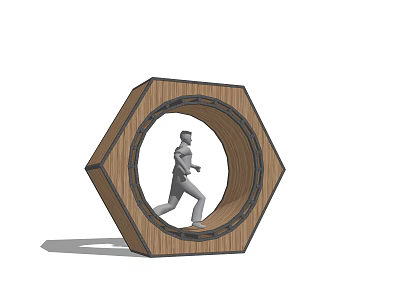Wooden Octagonal Playground Equipment With Circular Tunnel For Running Activity 3d model