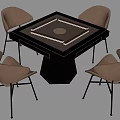 Modern Mahjong Table and Chair 3d model