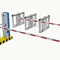 Security Access Control System With Barrier Gates Turnstiles And Blue Screens 3d model