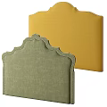 Modern Elegant Bedroom Accent Wall With Yellow Fabric And Green Textured Scalloped Edge