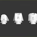 Detailed White Military Turret Weapon Models With Barrels On Reflective Black Surface