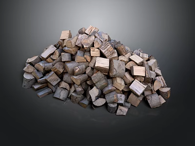 Pile of natural wood and stone square blocks with varied textures 3d model