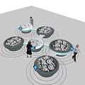 Innovative Commercial Equipment With Circular Globe Displays And Interactive Tablets 3d model