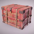 Red Industrial Empty Storage Cases With Reinforced Wooden Frames And Metal Clasps