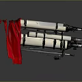 White Cylindrical Mechanical Components With Black Parts And Red Cloth