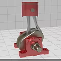 Red Industrial Piston Connecting Rod Mechanism With Metal Assembly And Base Structure