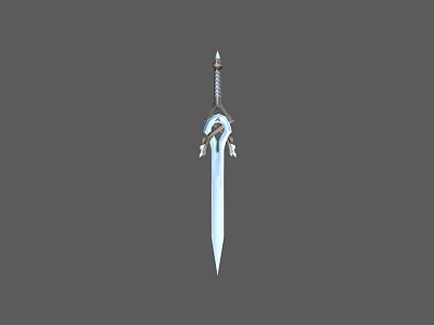Silver Blade Sword With Decorative Hilt Detailed Design And 3D Rendered Model 3d model