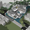 Modern Single Family House With Sleek Concrete Structure And Lush Greenery By Waterfront