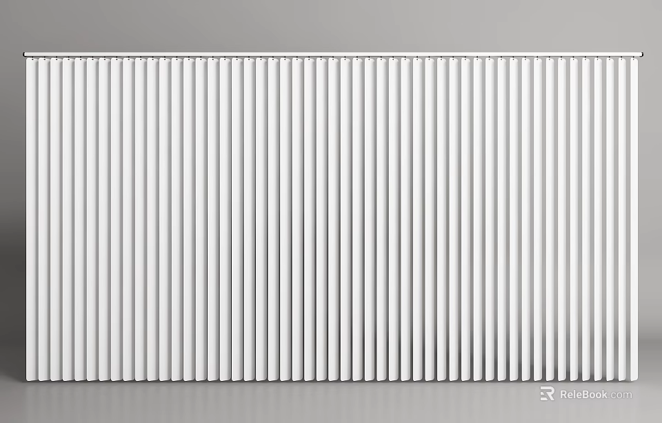 White Vertical Blinds With Sleek Uniform Slats For Window Covering 3d model 