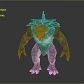 Fierce Fantasy Monster Character With Blue Spiked Back Muscular Limbs And Sharp Fangs