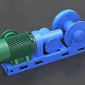 Industrial Equipment With Green Motor Blue Drum And Heavy Duty Base Frame