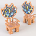 Kids Chair With Cartoon Animal Head Backrest Colorful Details Wooden Light Brown Frame Fun Design