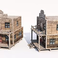 Traditional Style Rural Self-built House with Wooden Porch Stairs and Windows
