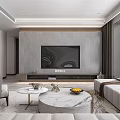 Modern Living Room Interior Design With Grey L Shaped Sofa Round Mirror And Coffee Tables