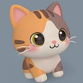 Cute Cartoon Cat Toy With Orange Brown White Fur And Big Eyes Striped Tail