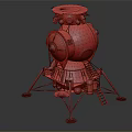 Realistic Lunar Lander Spacecraft Model With Silver Gold Body Blue Windows And Landing Legs
