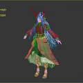 Elegant Fantasy Game and Movie Character With Long White Hair Red Antler Decorations Green Robe