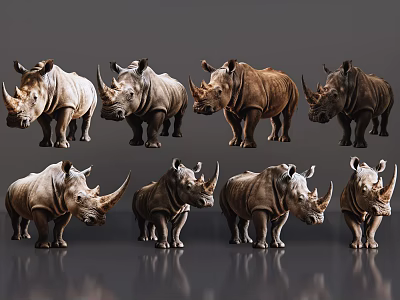 2D Animal Rhino Zoo Wildlife Animal World Wild Animals 3d model