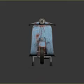 Vintage Light Blue Scooter with Rusty Body and Black Seat on Gray Background