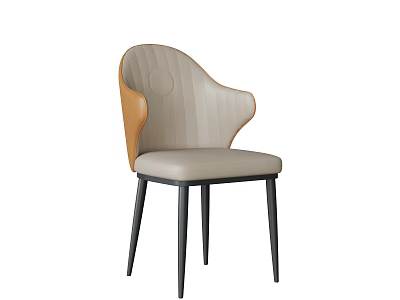Modern Dining Chair with Striped Backrest Circular Accent and Black Slender Legs 3d model