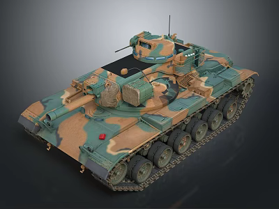 Military Tank With Camouflage Paint Tracks Turret And Antenna Features 3d model