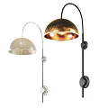 Contemporary Floor Lamp Designs With Brass Dome Shades And Black Curved Poles For Home