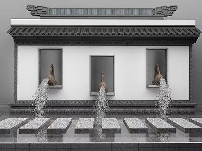 Chinese-style landscape sketch, water spray landscape 3d model Chinese-style landscape sketch, water spray landscape 3d model