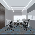 Modern Conference Room Interior With Company Logo And White Marble Wall